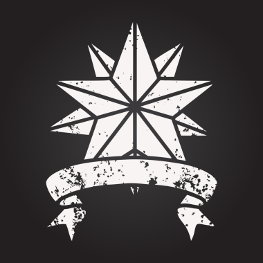 Bir insan tarafından çizilmiş bir yıldızın dövmesiyle geleneksel siyah çizgi dövmesi.