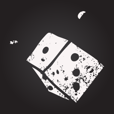 Karatahta tebeşir çiziyor, zar atan bir insan tarafından çiziliyor.