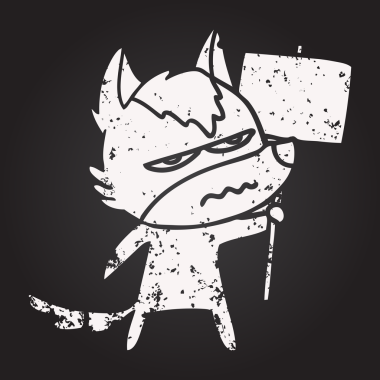 Tahta tebeşir karikatürü bir insan tarafından çizilmiş rahatsız kurt.