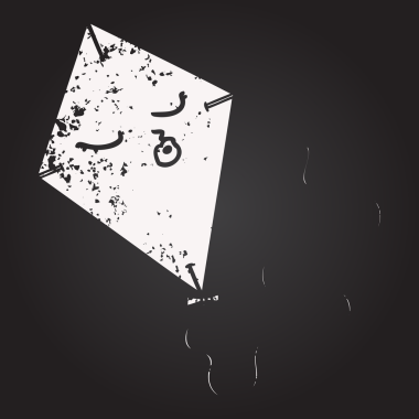 Bir insan tarafından çizilmiş kara tahta karikatür uçurtması.