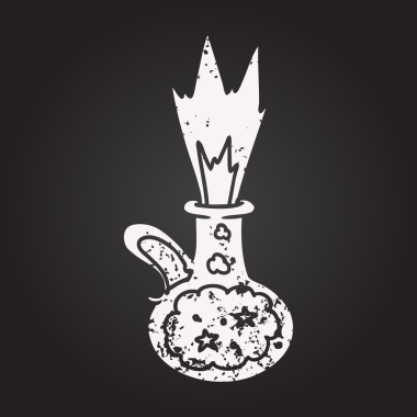 Bir insan tarafından çizilmiş kara tahta tebeşir sihirli iksir.