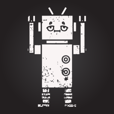 Bir insan tarafından çizilmiş bir robotun karikatürü.