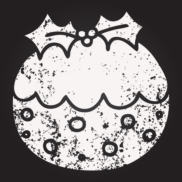 Karatahta tebeşiri bir insan tarafından çizilmiş tuhaf bir çizgi film noel pudingi.