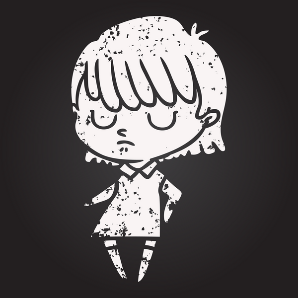 Bir insan tarafından çizilmiş kara tahta tebeşir karikatür kadın.