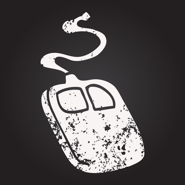 Tahta tebeşirle insan tarafından çizilmiş eski bir bilgisayar faresi çizimi