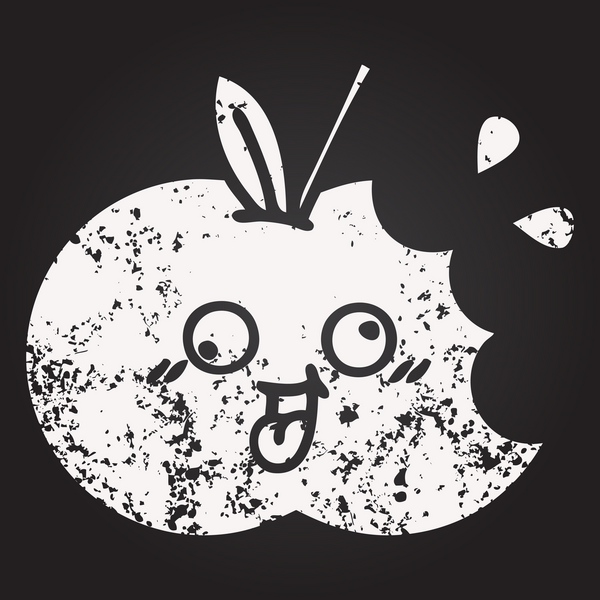 Bir insan tarafından çizilmiş kırmızı bir elmanın karikatürü.