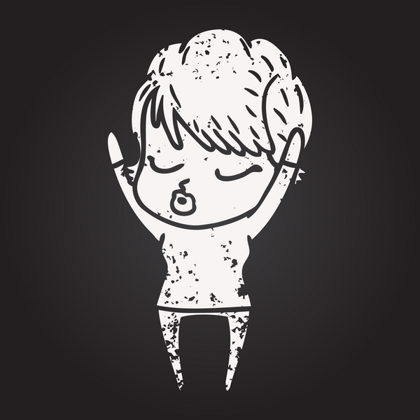 Karatahta tebeşir karikatür kadın gözleri kapalı bir insan tarafından çizilmiş