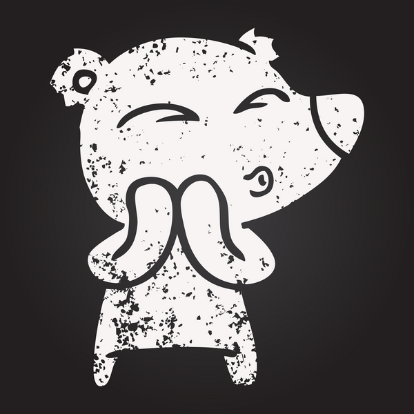 Bir insan tarafından çizilmiş kara tahta tebeşir, ıslık çalan ayı.