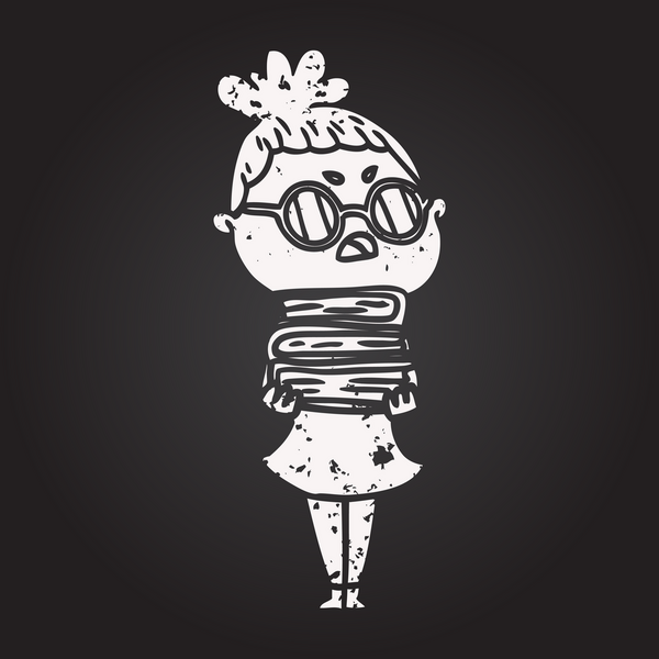 Tahta tebeşir karikatürü bir insan tarafından çizilmiş rahatsız bir kadın.