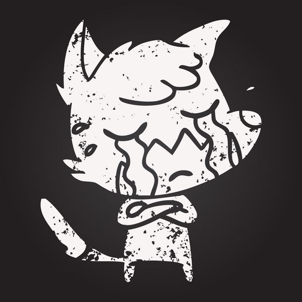 Bir insan tarafından çizilmiş karatahta ağlayan tilki çizgi filmi.