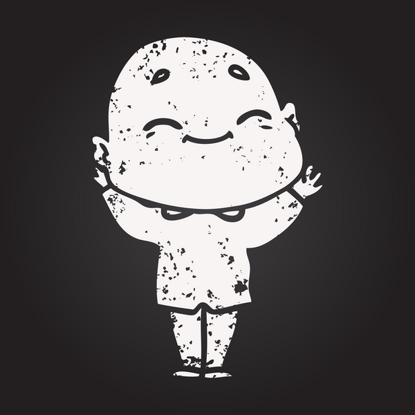 Karatahta tebeşir karikatürü Bir insan tarafından çizilmiş mutlu kel adam