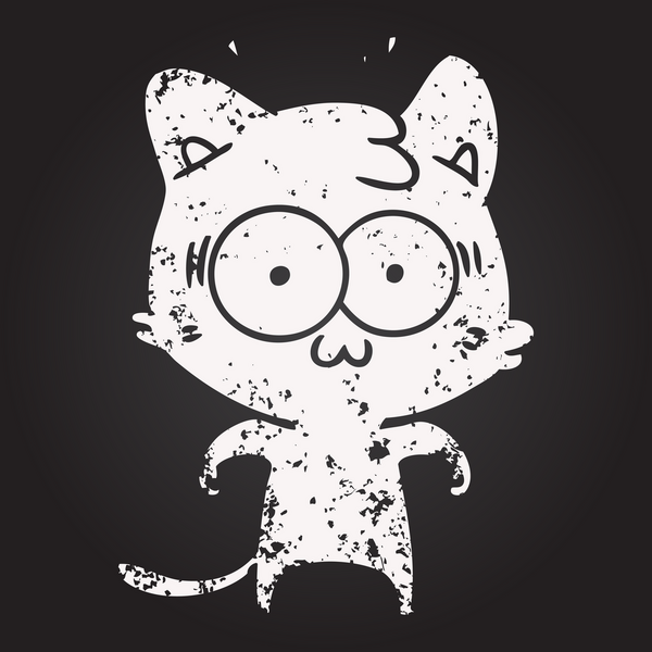 Karatahta karikatür bir insan tarafından çizilmiş sürpriz kedi