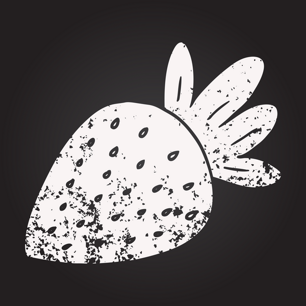 Bir insan tarafından çizilmiş karatahta karikatür çileği.