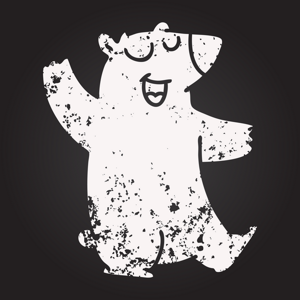 Karatahta tebeşiri bir insan tarafından çizilmiş tuhaf çizgi film vombatı.