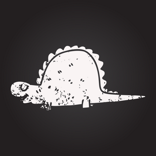 Bir insan tarafından çizilmiş tarih öncesi dinozor karikatürü.