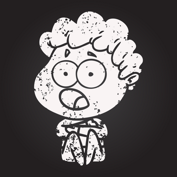 blackboard chalk cartoon man gasping in surprise drawn by a human