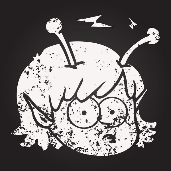 Kara tahta tebeşir karikatürü telepatik uzaylı kız yüzü bir insan tarafından çizilmiş.