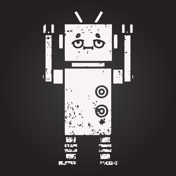 Bir insan tarafından çizilmiş bir robotun karikatürü.
