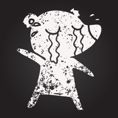 Bir insan tarafından çizilmiş karatahta karikatür ağlayan ayı