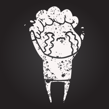 Karatahta tebeşirci bir insan tarafından çizilmiş ağlayan adam.