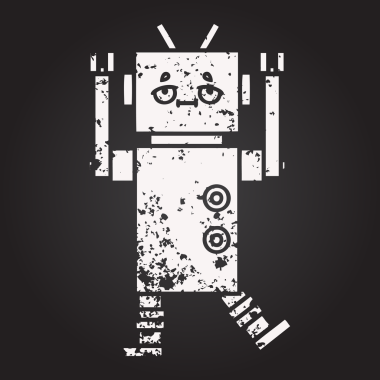 Bir insan tarafından çizilmiş bir robotun karikatürü.