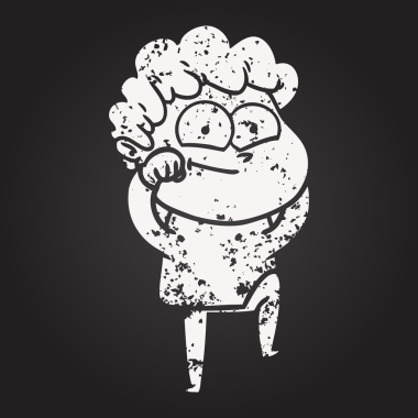 Karatahta tebeşir çizgi filmi bir insan tarafından çizilmiş mutlu adam