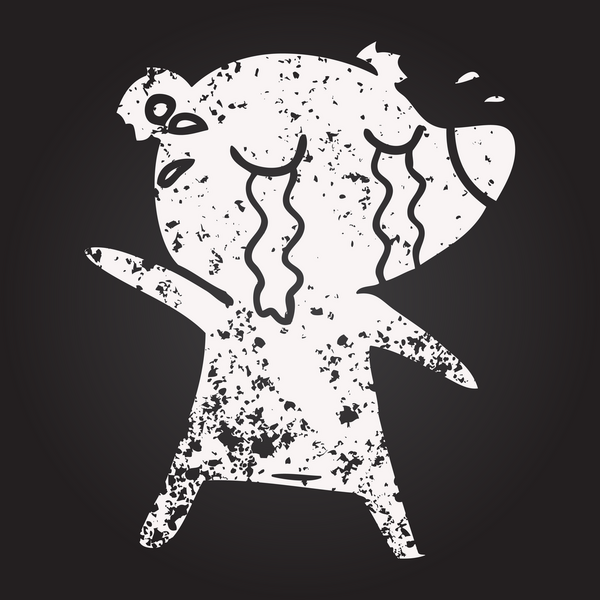 Bir insan tarafından çizilmiş karatahta karikatür ağlayan ayı