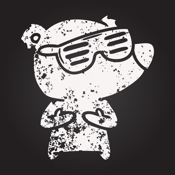 Bir insan tarafından çizilmiş güneş gözlüğü takan kara tahta tebeşirli bir ayı.