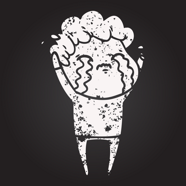 Karatahta tebeşirci bir insan tarafından çizilmiş ağlayan adam.