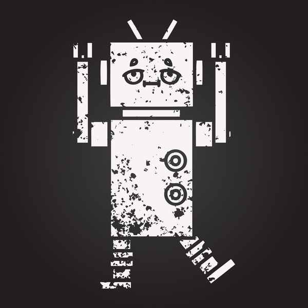 Bir insan tarafından çizilmiş bir robotun karikatürü.