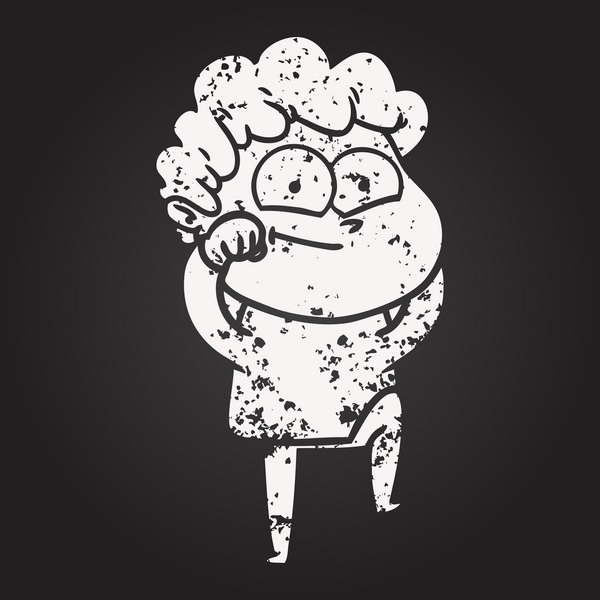 Karatahta tebeşir çizgi filmi bir insan tarafından çizilmiş mutlu adam