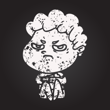 Bir insan tarafından çizilmiş karatahta karikatür kızgın adam