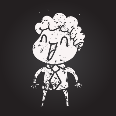 Karatahta tebeşir çizgi filmi bir insan tarafından çizilmiş mutlu adam