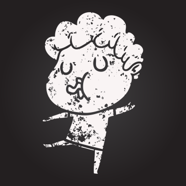 Tahta tebeşir karikatür adam bir insan tarafından çizilmiş şarkı söylüyor