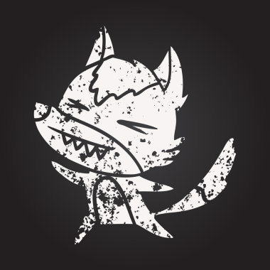 Bir insan tarafından çizilmiş karatahta kızgın kurt çizgi filmi.