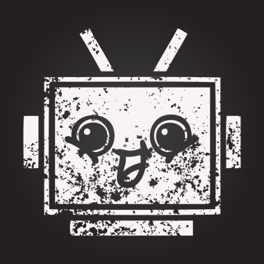 Bir insan tarafından çizilmiş robot kafasının karikatürü.