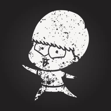 Bir insan tarafından çizilmiş kara tahta tebeşir çizgi filmi mutlu çocuk