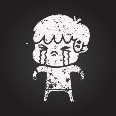 Karatahta tebeşirci çocuk bir insan tarafından çizilmiş ağlıyor.