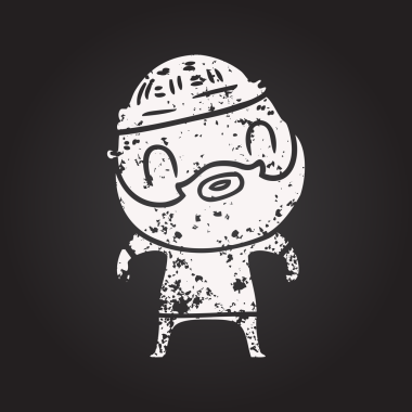 Bir insan tarafından çizilmiş kara tahta tebeşir, sakallı adam.