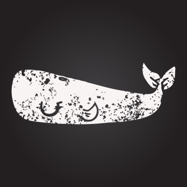 Bir insan tarafından çizilmiş karikatür balinası.