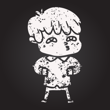 Tahta tebeşir karikatürü. Bir insan tarafından çizilmiş meraklı bir adam.