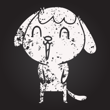 Bir insan tarafından çizilmiş kara tahta tebeşirle çizilmiş şirin bir köpek.