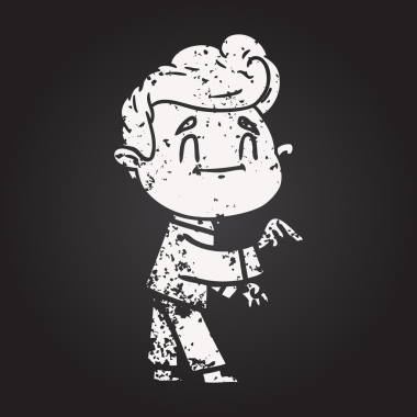 Kara tahta tebeşir mutlu çizgi film adamı bir insan tarafından çizilmiş nokta