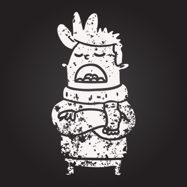 Bir insan tarafından çizilmiş kışlık giysiler içindeki iğrenç bir adamın karatahta tebeşiri.