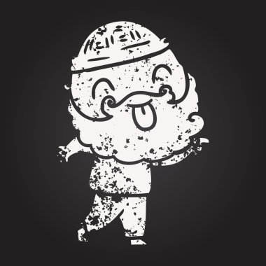 Sakallı tebeşirci bir insan tarafından çizilmiş bir dil.