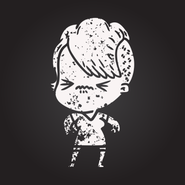 Karatahta tebeşir karikatürü bir insan tarafından çizilmiş hippi kızı kızdırdı.