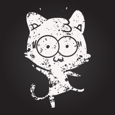 Karatahta karikatür bir insan tarafından çizilmiş sürpriz kedi