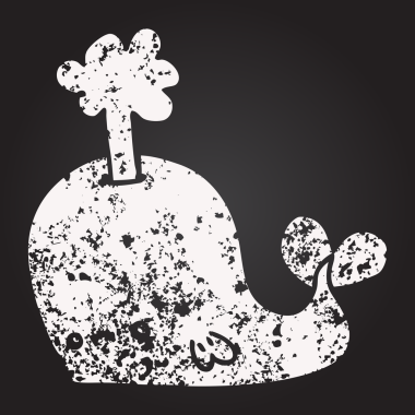 Bir insan tarafından çizilmiş karatahta balina.