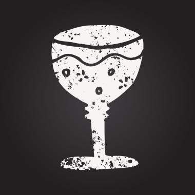 Tahta tebeşir, bir insan tarafından çizilmiş kırmızı şarap karikatürü.