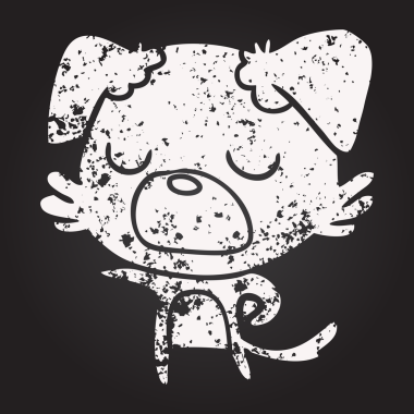 Bir insan tarafından çizilmiş karatahta tebeşirli köpek.